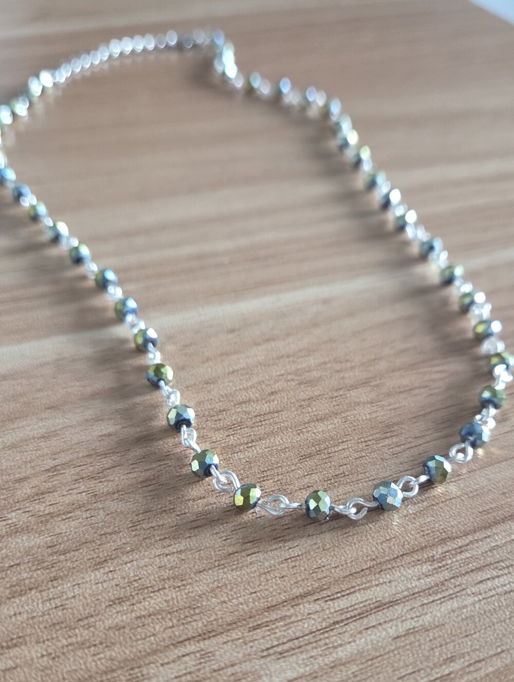 Blue/green Iridescent Beaded Necklace